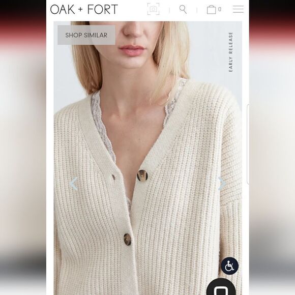 Oak + Fort Tan Chunky Knit Cardigan Oversized S-m NWT - Picture 6 of 13